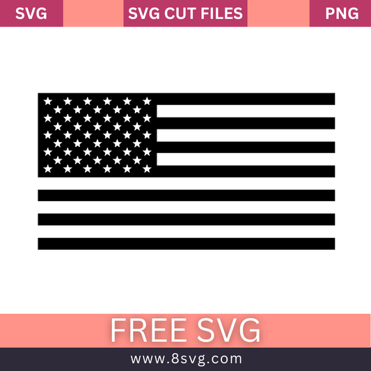 American Flag Black SVG Free Cut File for Cricut- 8SVG