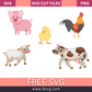 Farm Animals SVG Free Cut File for Cricut- 8SVG