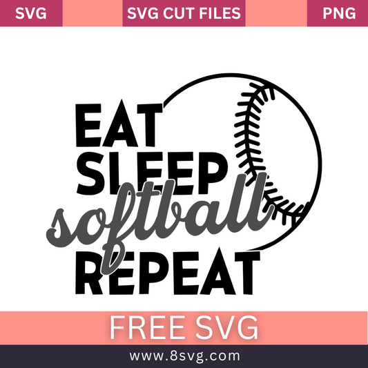 Eat Sleep Softball Repeat SVG Free And Png Download-8SVG