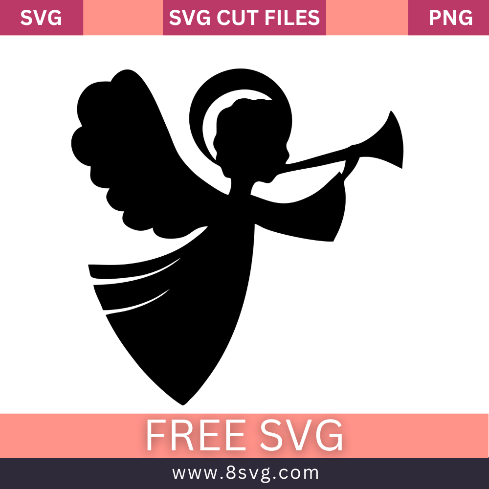 christmas Silhouette angel trumpet SVG Free And Png Download-8SVG