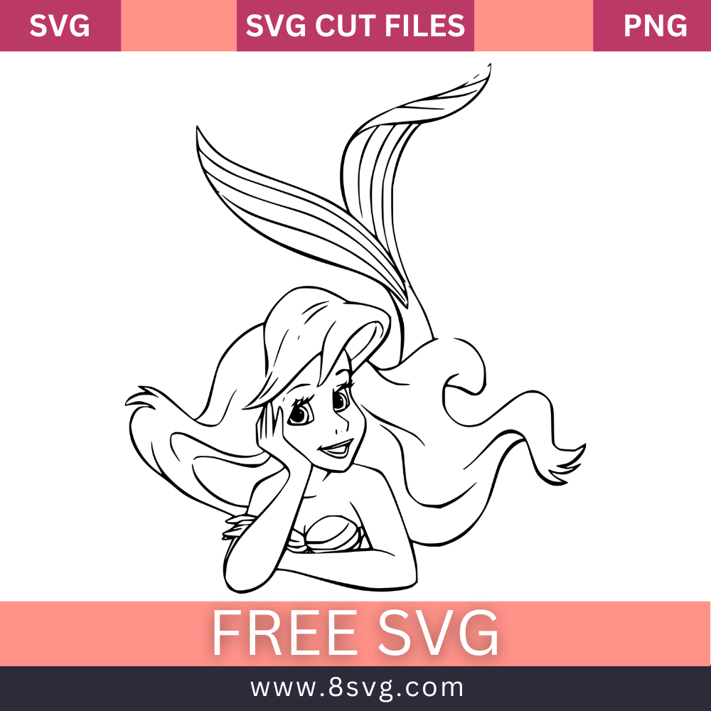 Princess Ariel Svg Free Cut File For Cricut Download- 8SVG