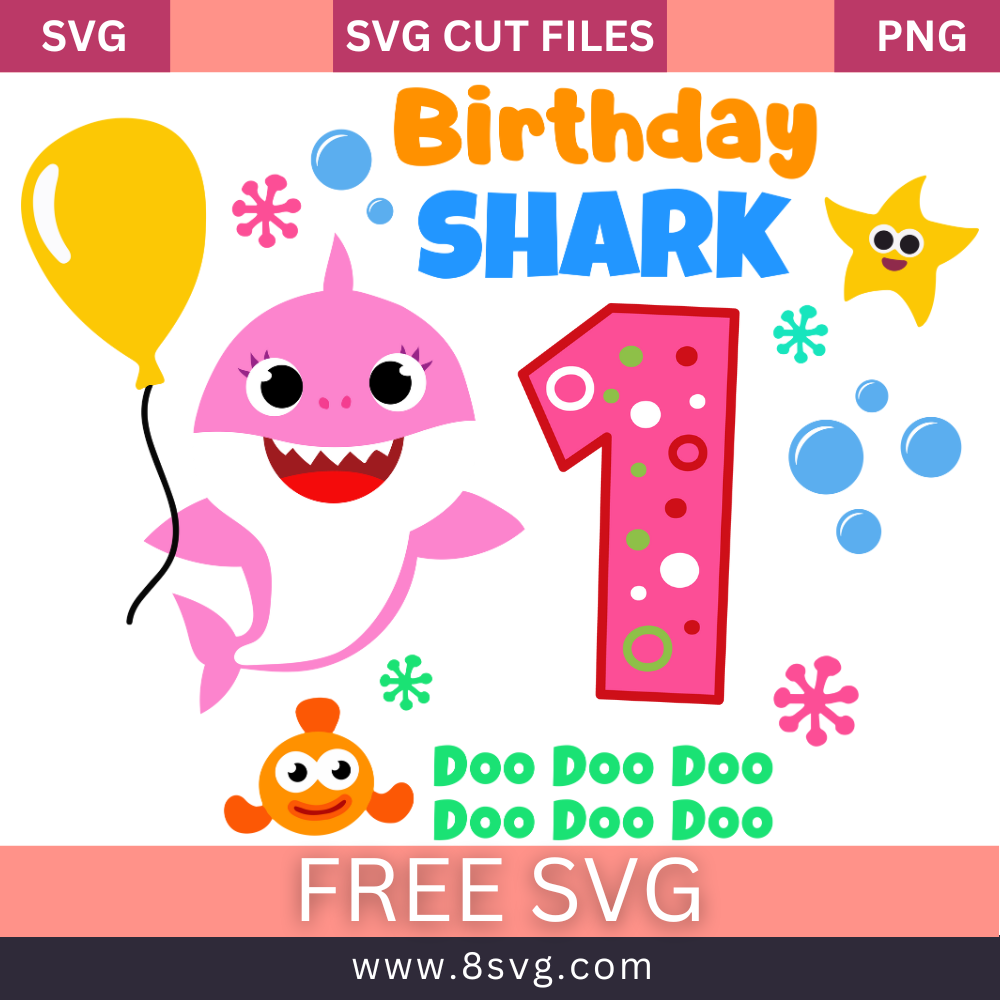 Happy 1st Birthday Baby Shark Girl Svg Cut File Download – RNOSA LTD | 8SVG