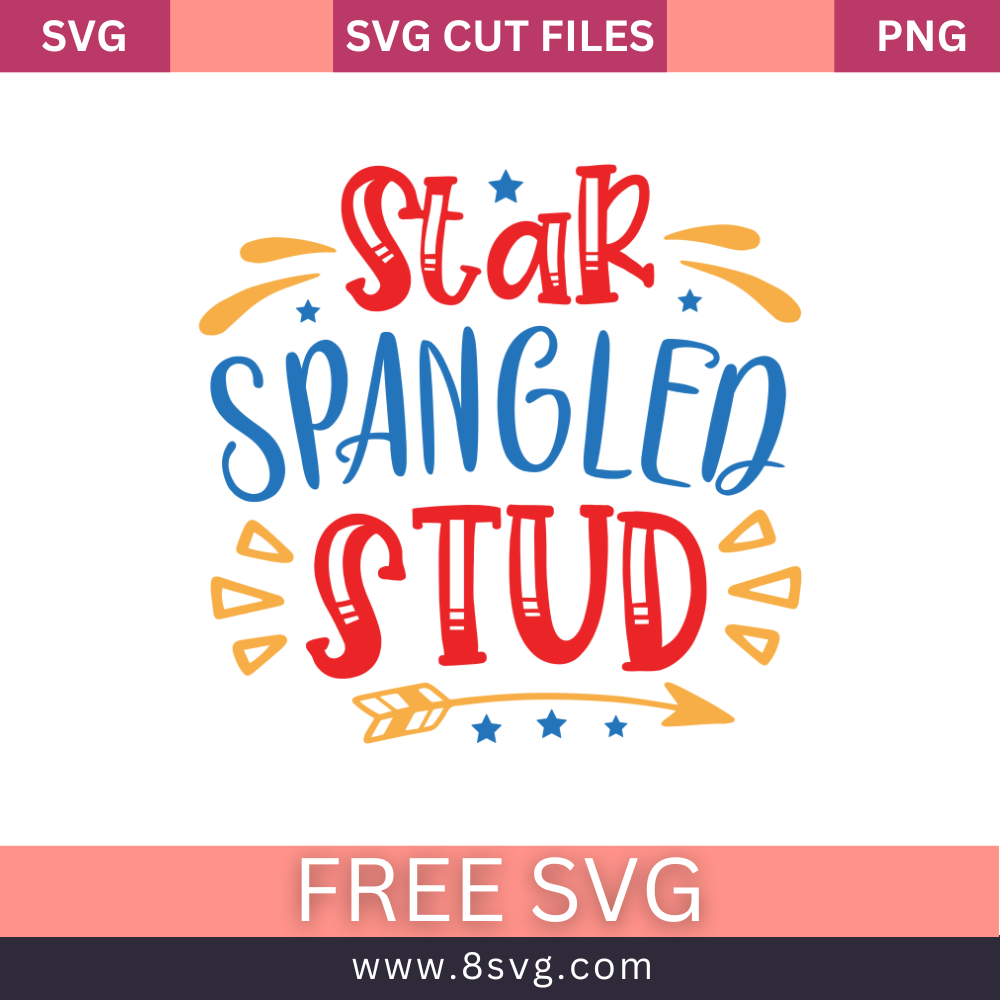 Star spangled stud 4th of July SVG Free And Png Download cut files for cricut- 8SVG