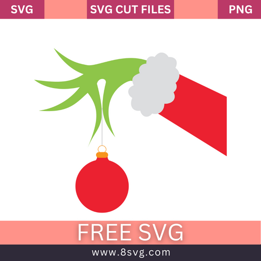 Free Grinch Hand Ornament Svg Free Cut File For Cricut- 8SVG