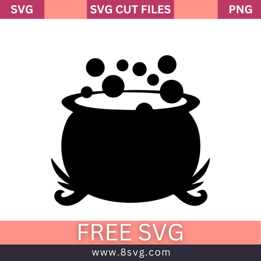 Cauldron Silhouette Witch SVG Free Cut File for Cricut- 8SVG