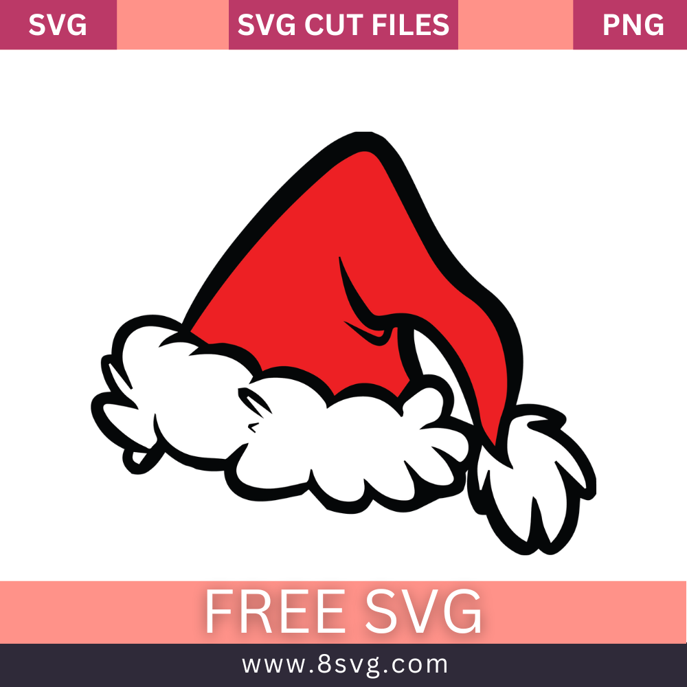 Grinch Santa hat Svg Free Cut File For Cricut- 8SVG