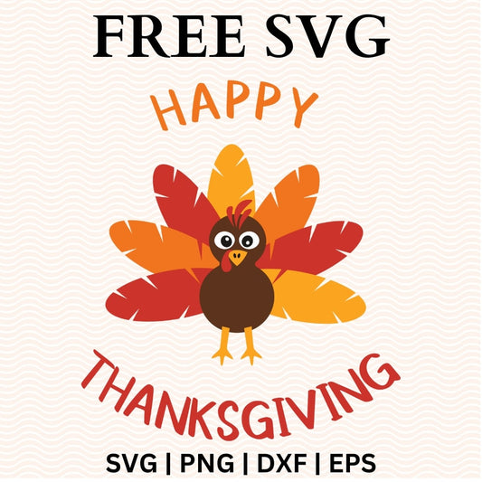 Happy Thanksgiving Turkey SVG Free and PNG Cut File for Cricut