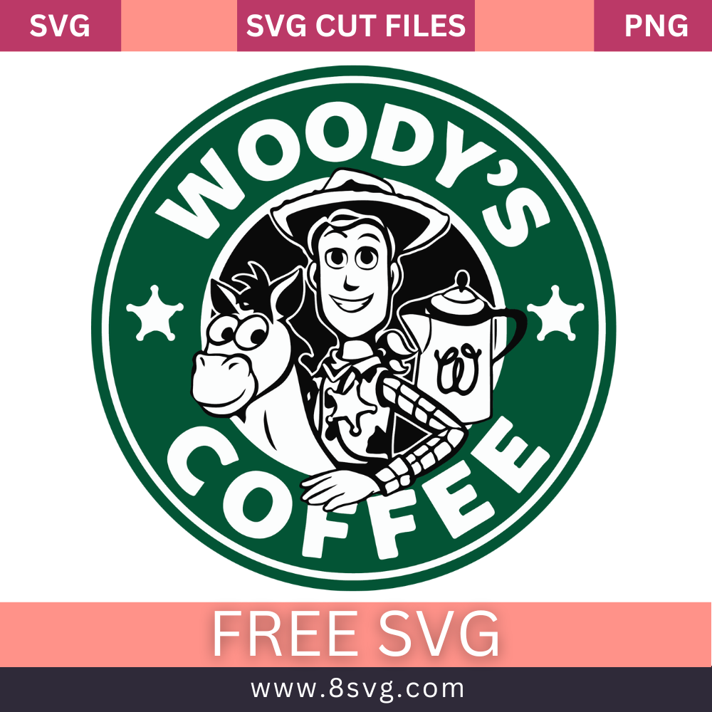 Woody's Coffee Starbucks Logo SVG Free Cut File for Cricut- 8SVG