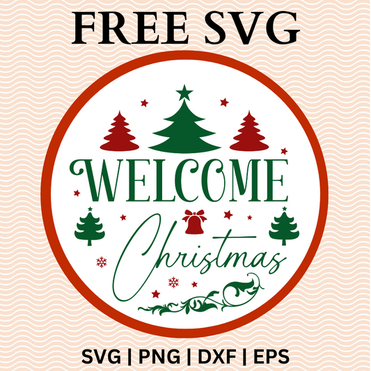 Welcome Christmas Round Sign SVG Free PNG File For Cricut-8SVG