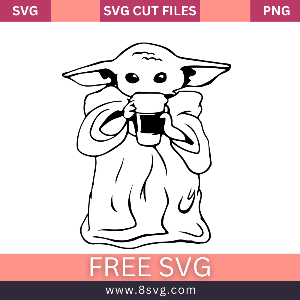 Star Wars Yoda Party Outline SVG Free cut file Download- 8SVG