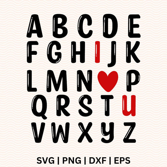 Alphabet Valentine I Love You SVG Free cut file for Cricut & Silhouette-8SVG