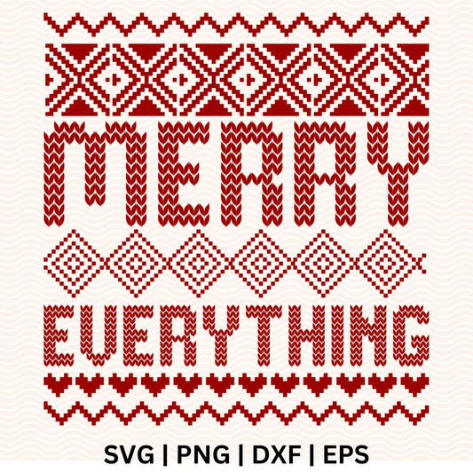 Merry Everything Ugly Christmas Sweater SVG Free & PNG for Cricut & Silhouette-8SVG