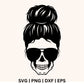 Messy Bun Skeleton SVG Free Silhouette with sunglasses-8SVG