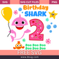 Happy 2nd Birthday Baby Shark Girl Svg Free Cut File For Cricut- 8SVG