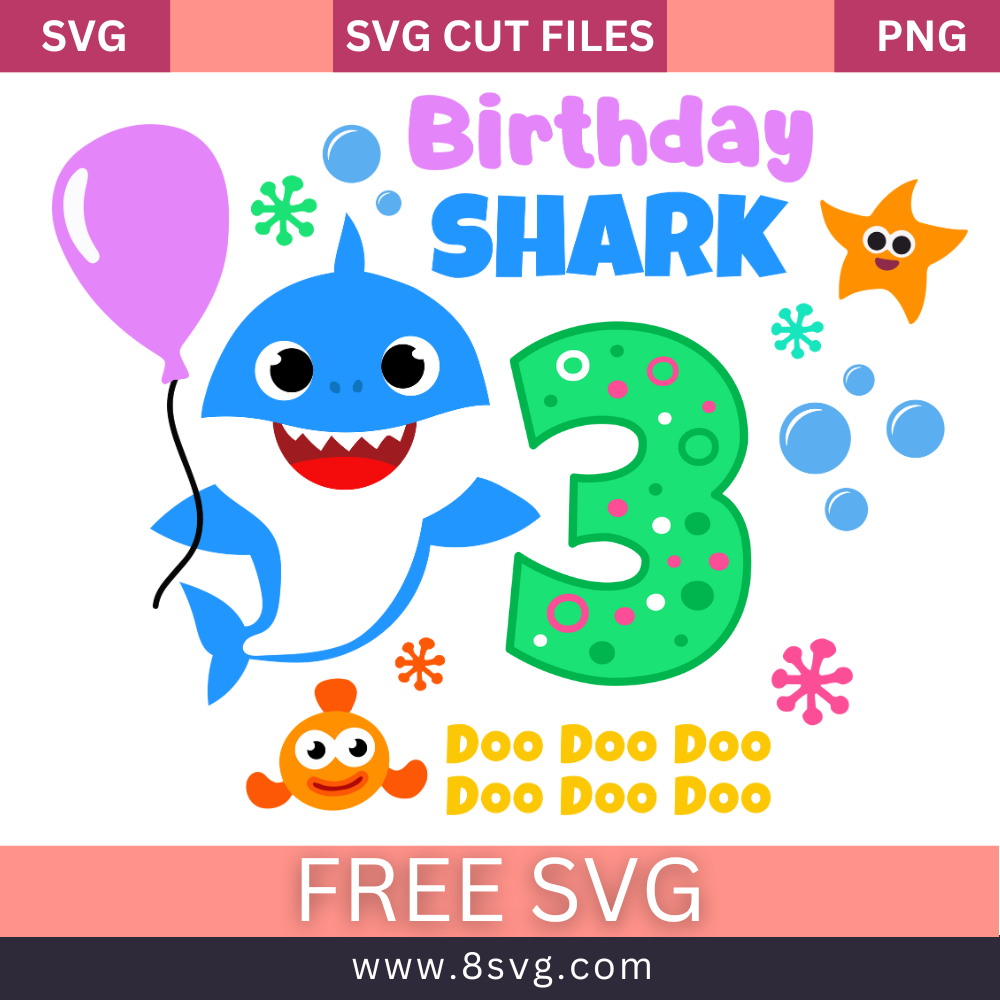 Happy 3rd Birthday Baby Shark Boy Svg Free Cut File For Cricut – 8SVG