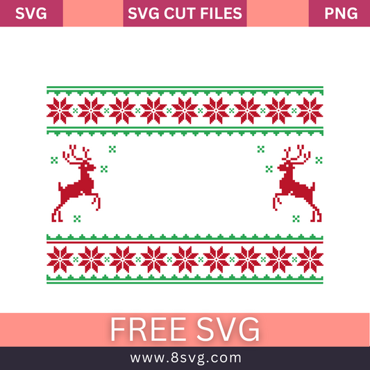 Knitted seamless pattern with deers for Christmas winter red and green sweater SVG Free Png Download-8SVG