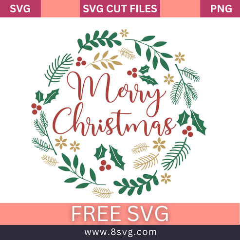Merry Christmas Svg Free Cut File For Cricut – 8SVG