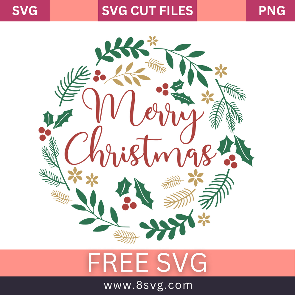 Merry Christmas Svg Free Cut File For Cricut – 8SVG