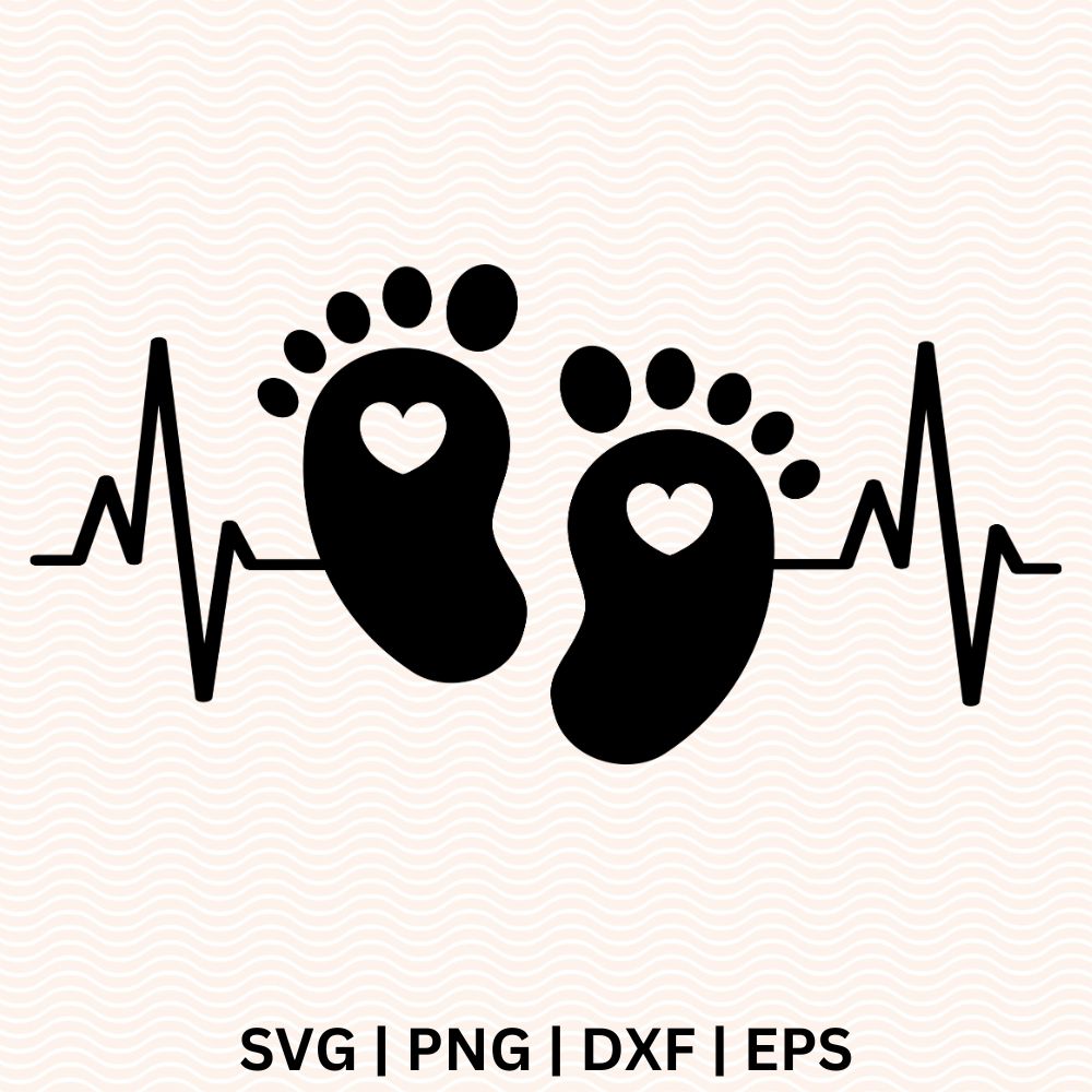 Baby feet heartbeat SVG File for Cricut or Silhouette-8SVG