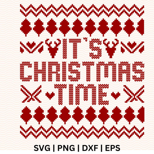 It's Ugly Christmas Time Sweater SVG Free & PNG for Cricut & Silhouette