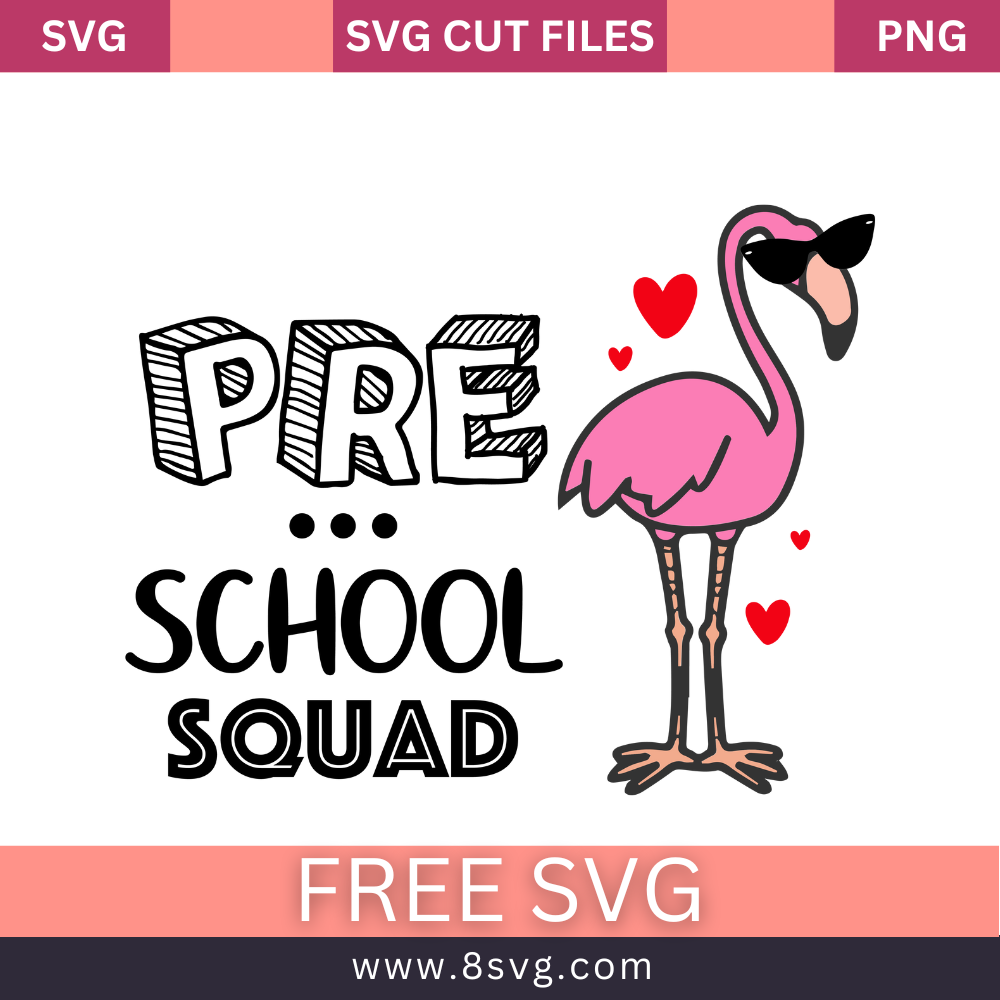 Flamingo PREschool squad SVG Free And Png Download- 8SVG