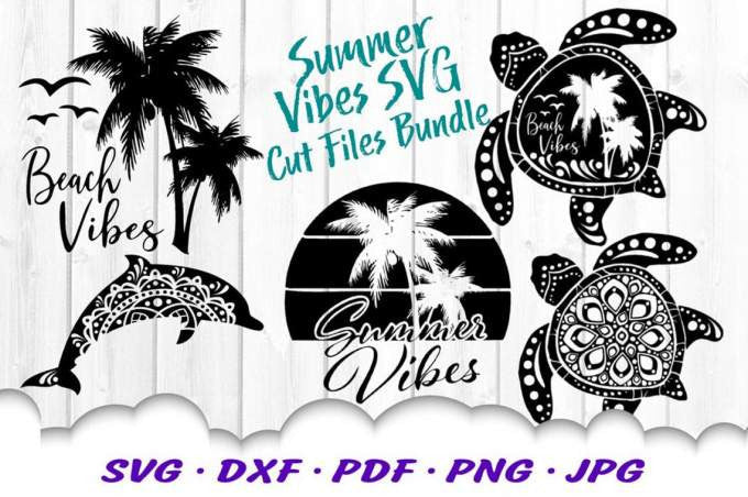 Beach Vibes Summer Turtle SVG Bundle- 8SVG