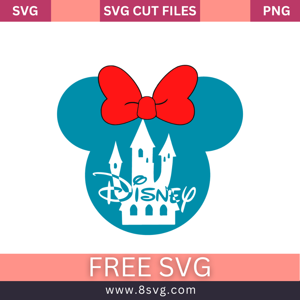 Minnie Mouse Disney Castle Disney SVG Free Cut File- 8SVG