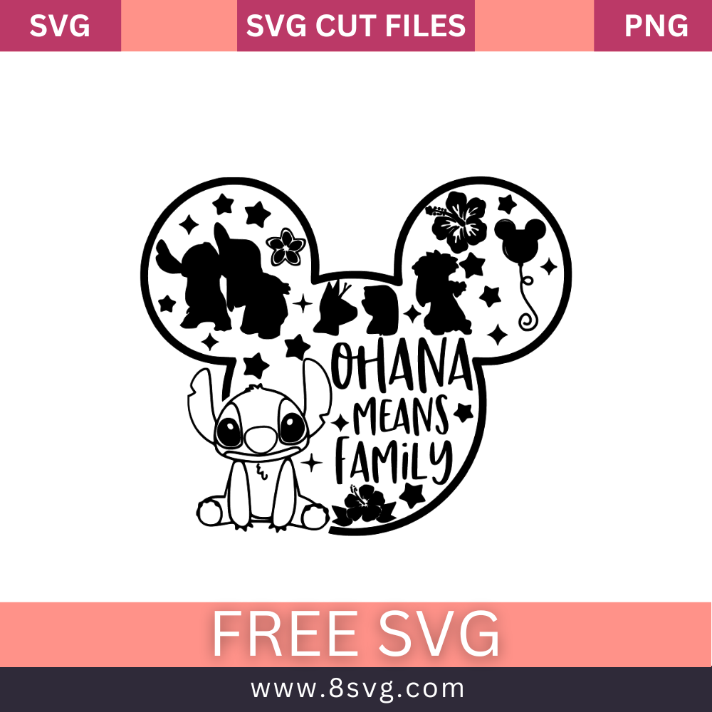 Lilo and Stitch Ohana Means Family Svg Free Cut File- 8SVG