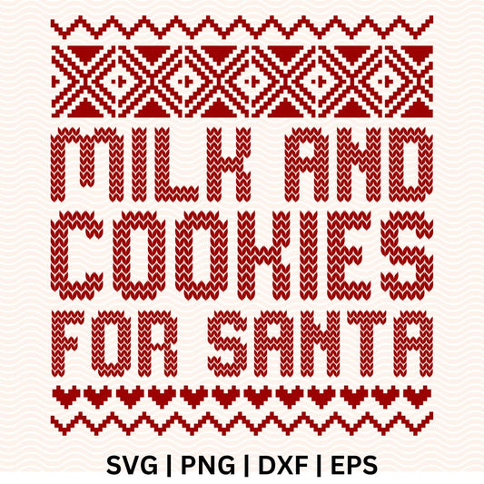 Milk and Cookies for Santa Ugly Sweater SVG Free & PNG for Cricut & Silhouette
