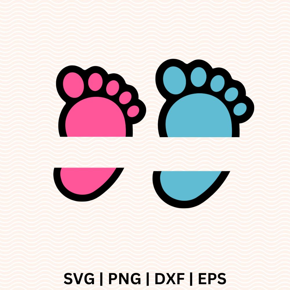 Monogram baby feet footprint SVG File for Cricut or Silhouette-8SVG