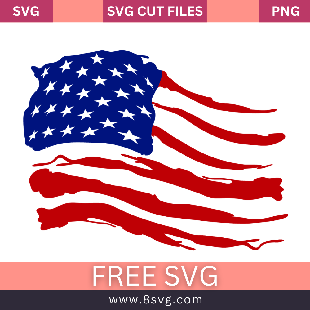 USA Flag Svg Free Cut File For Cricut- 8SVG