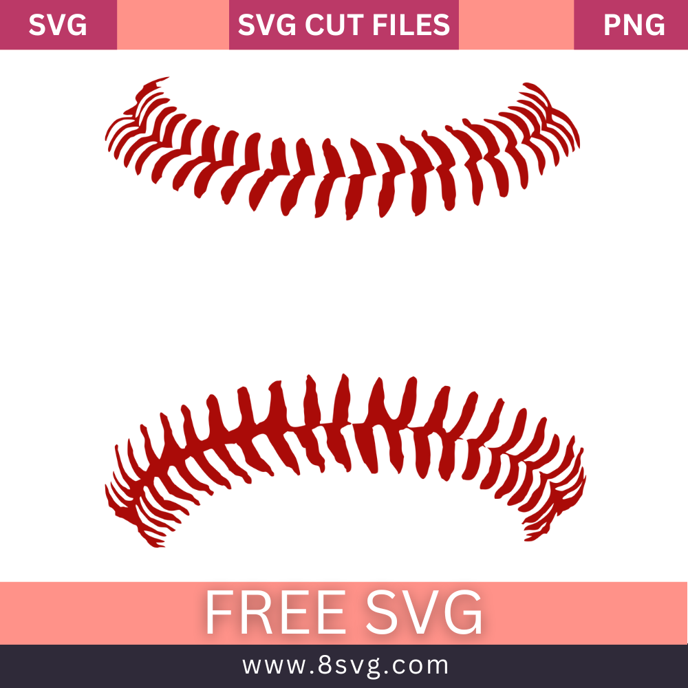 Red Baseball Laces Svg Free And Cut File For Cricut- 8SVG