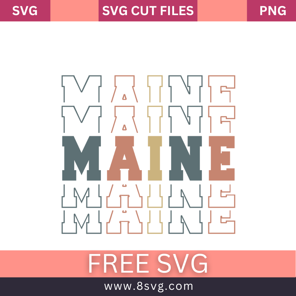 Maine stack retro vintage SVG Free And Png Download