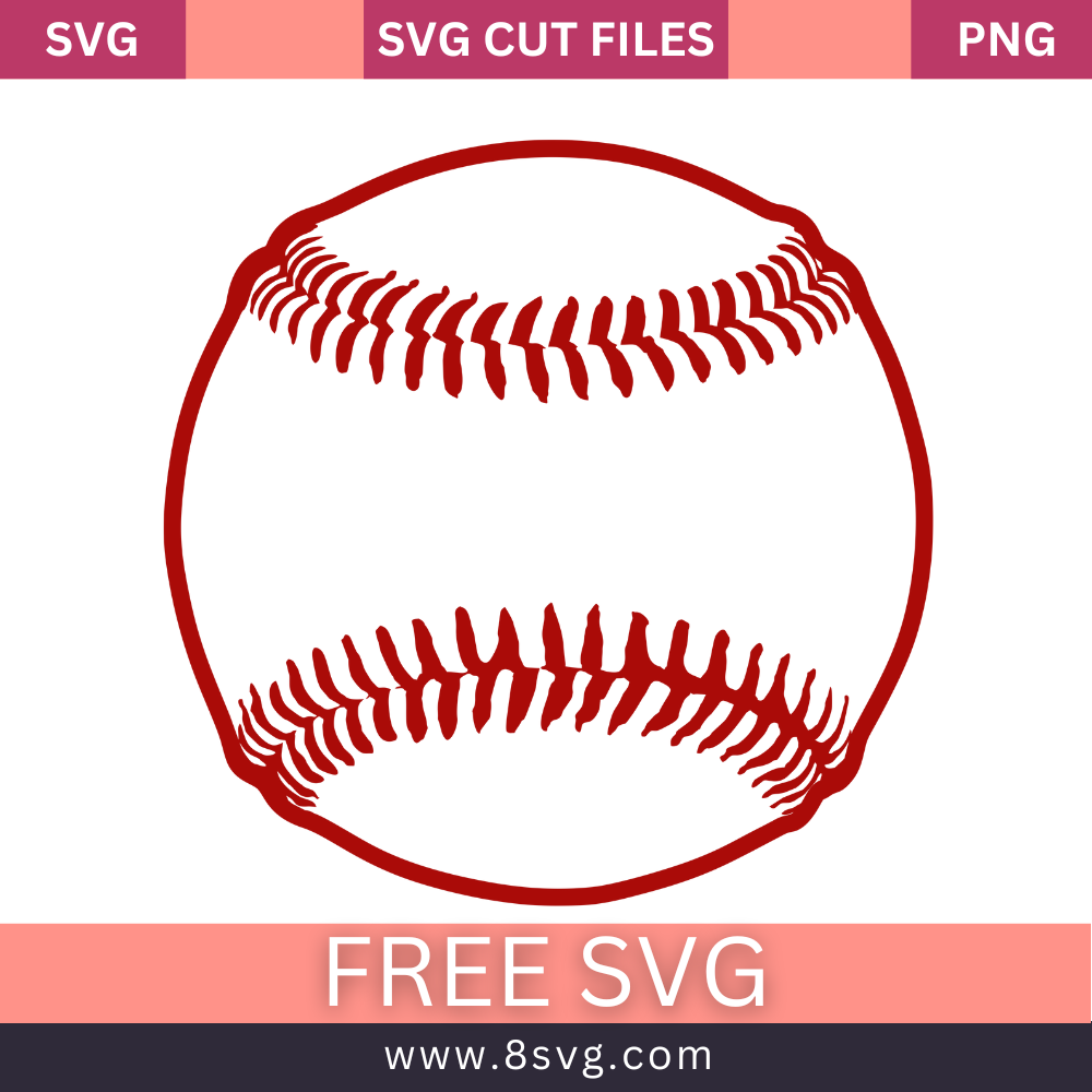 Red Baseball Outlines Laces Svg Free Cut File Download- 8SVG