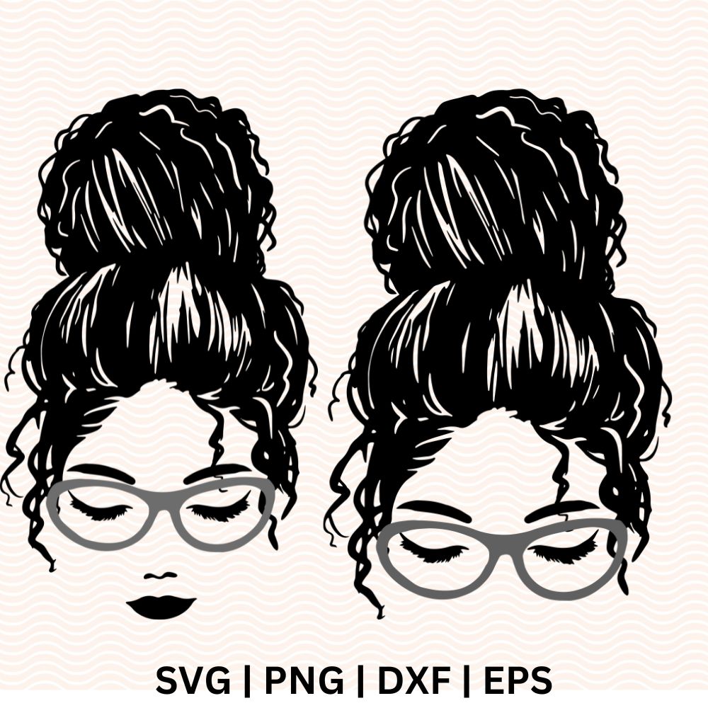 Curly Hair Messy Bun SVG Free Cut File for Cricut-8SVG