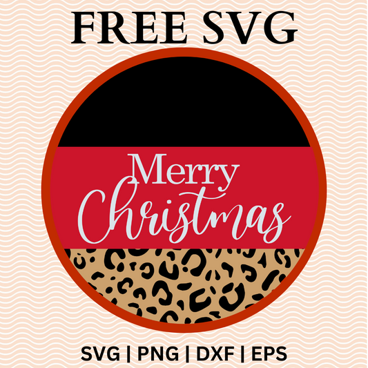 Merry Christmas Cheetah Print Round Sign SVG Free PNG File For Cricut-8SVG