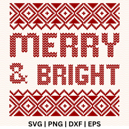Merry and Bright Ugly Sweater SVG Free & PNG for Cricut & Silhouette-8SVG
