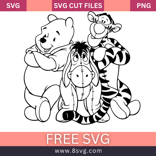 Winnie The Pooh and friends SVG Free cut file Download- 8SVG