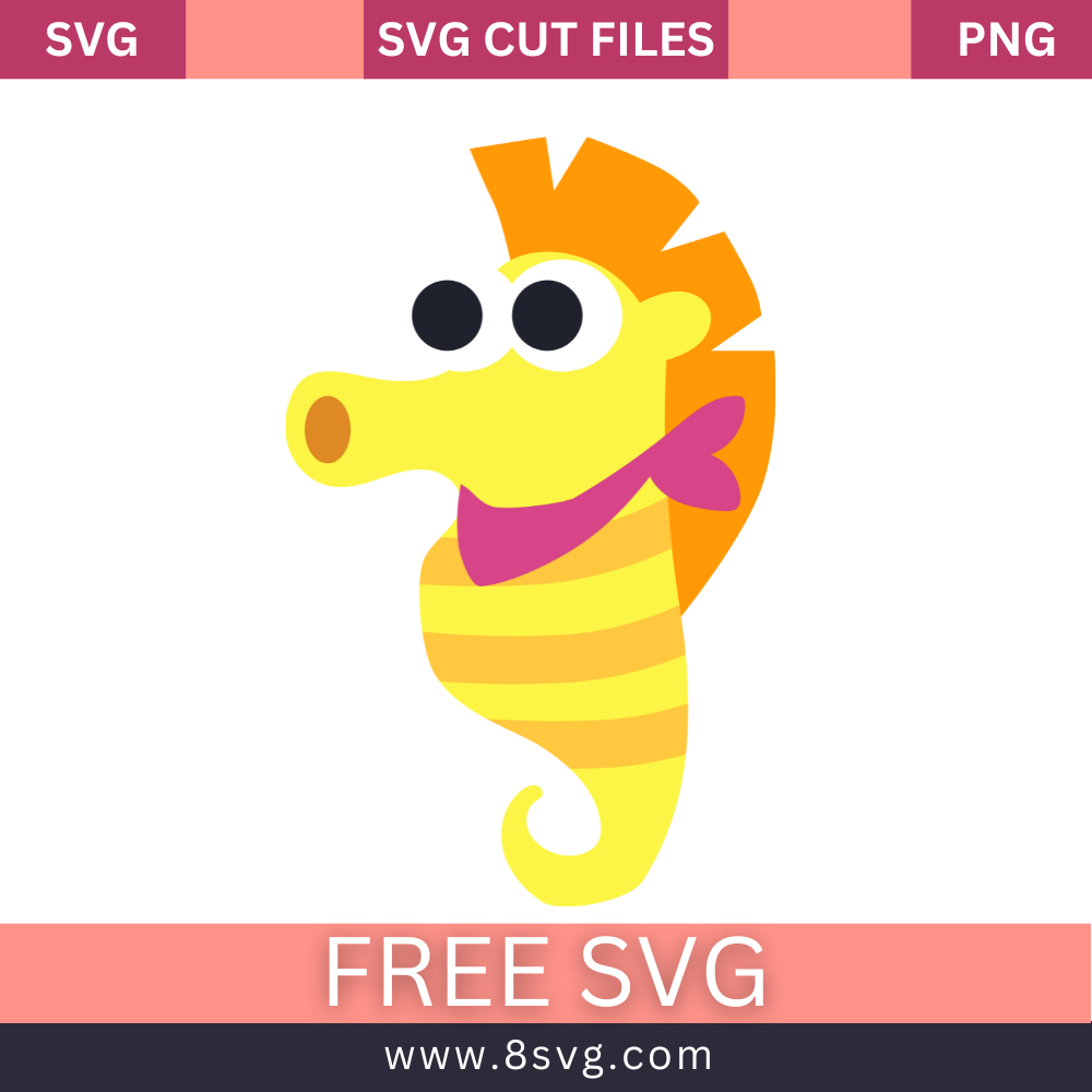 Sea Horse Baby Shark SVG Free Cut File Download- 8SVG