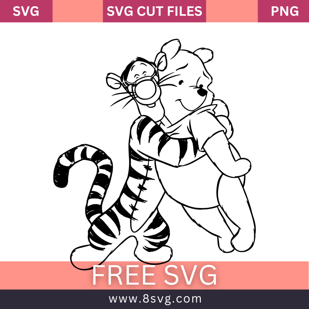 Tigger and Winnie The Pooh characters SVG Free cut file Download- 8SVG