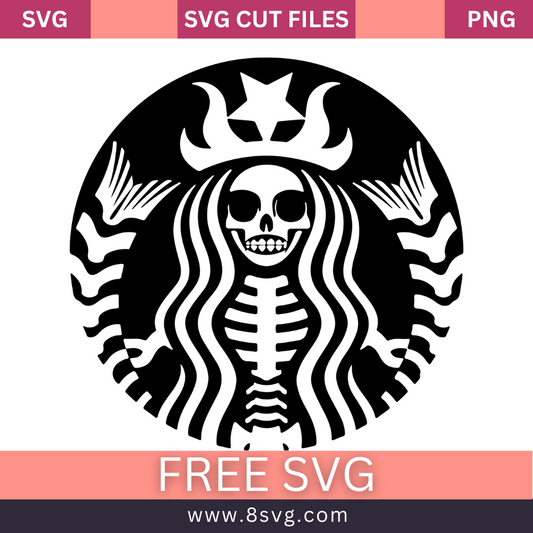 Disney Princess Visarn Skeleton Mermaid Starbucks Svg Free Cut File- 8SVG