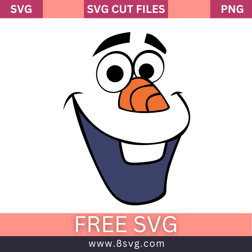 Outline Olaf Face Svg Free Cut File For Cricut- 8SVG