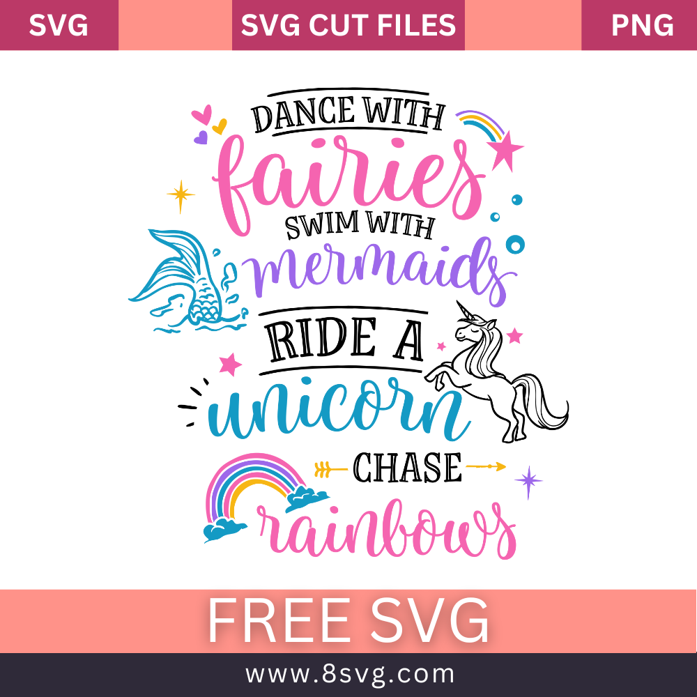 Dance with Fairies SVG - Free Download - Unicorn & Mermaid Design- 8SVG