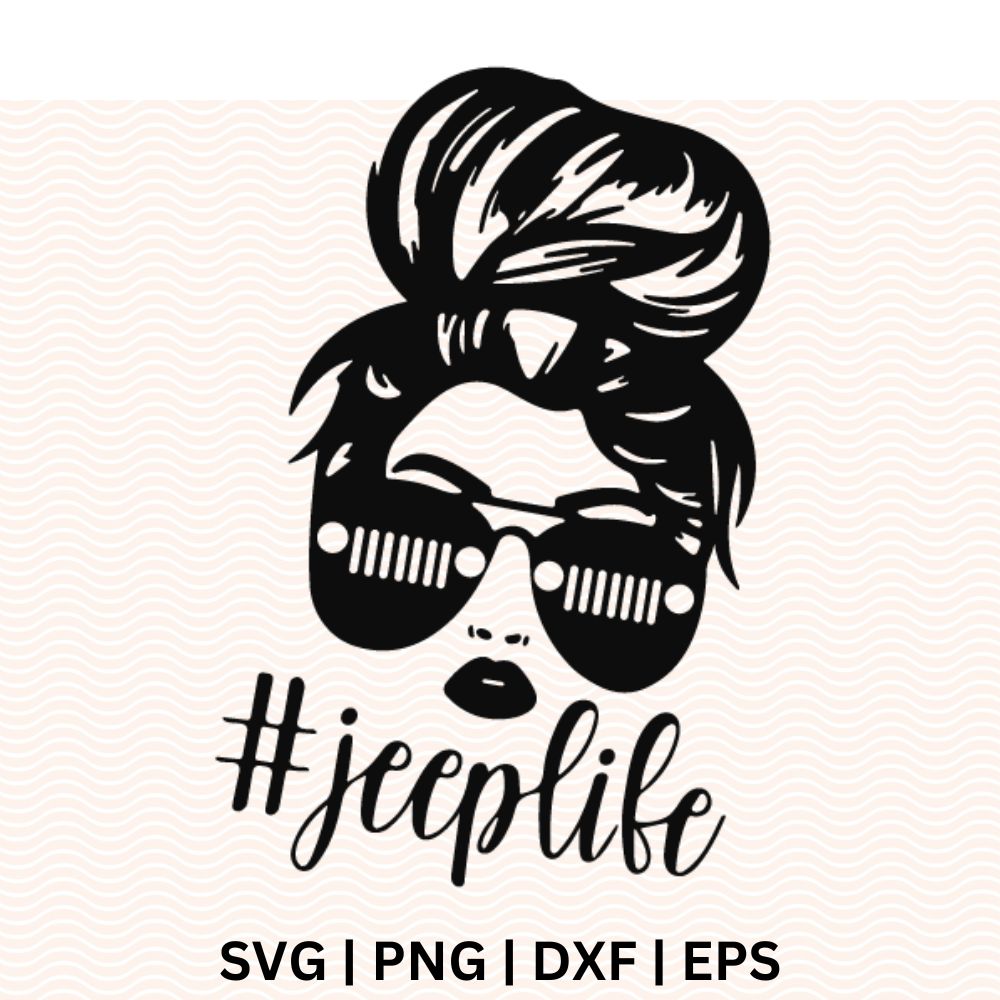 Jeep Life Messy Bun SVG Free Cut File for Cricut-8SVG