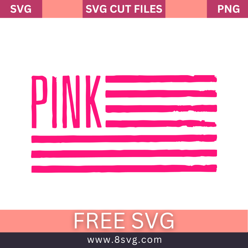 USA Flag Love Pink SVG Free Cut File for Cricut- 8SVG