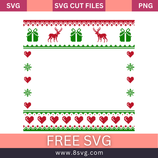 Knitted seamless pattern with Gift deers for Christmas winter green and red sweater SVG Free Png Download-8SVG