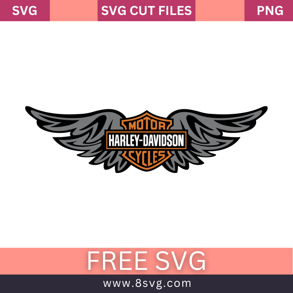Harley-Davidson Decal Orange Bar & Shield Logo SVG Free Cut File- 8SVG