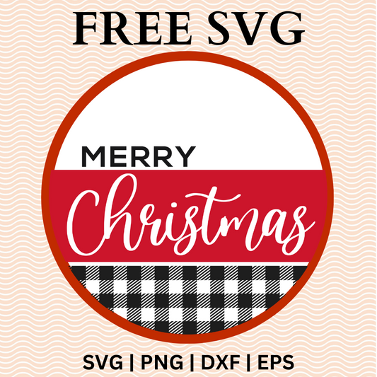 Merry Christmas Plaid Round Sign SVG Free PNG File For Cricut-8SVG