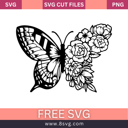 Floral Butterfly Svg - Free Download for Cricut & Cutting Machines- 8SVG
