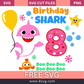 Happy 8th Birthday Baby Shark Girl Svg Free Cut File for Cricut- 8SVG
